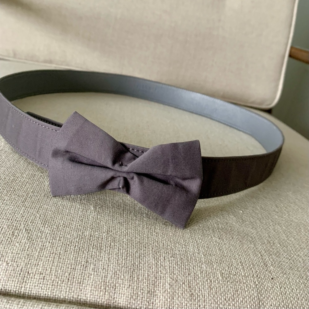 Jil Sander Gray Fabric & Leather Bow Belt, Sz Small/Med *pls check measurements